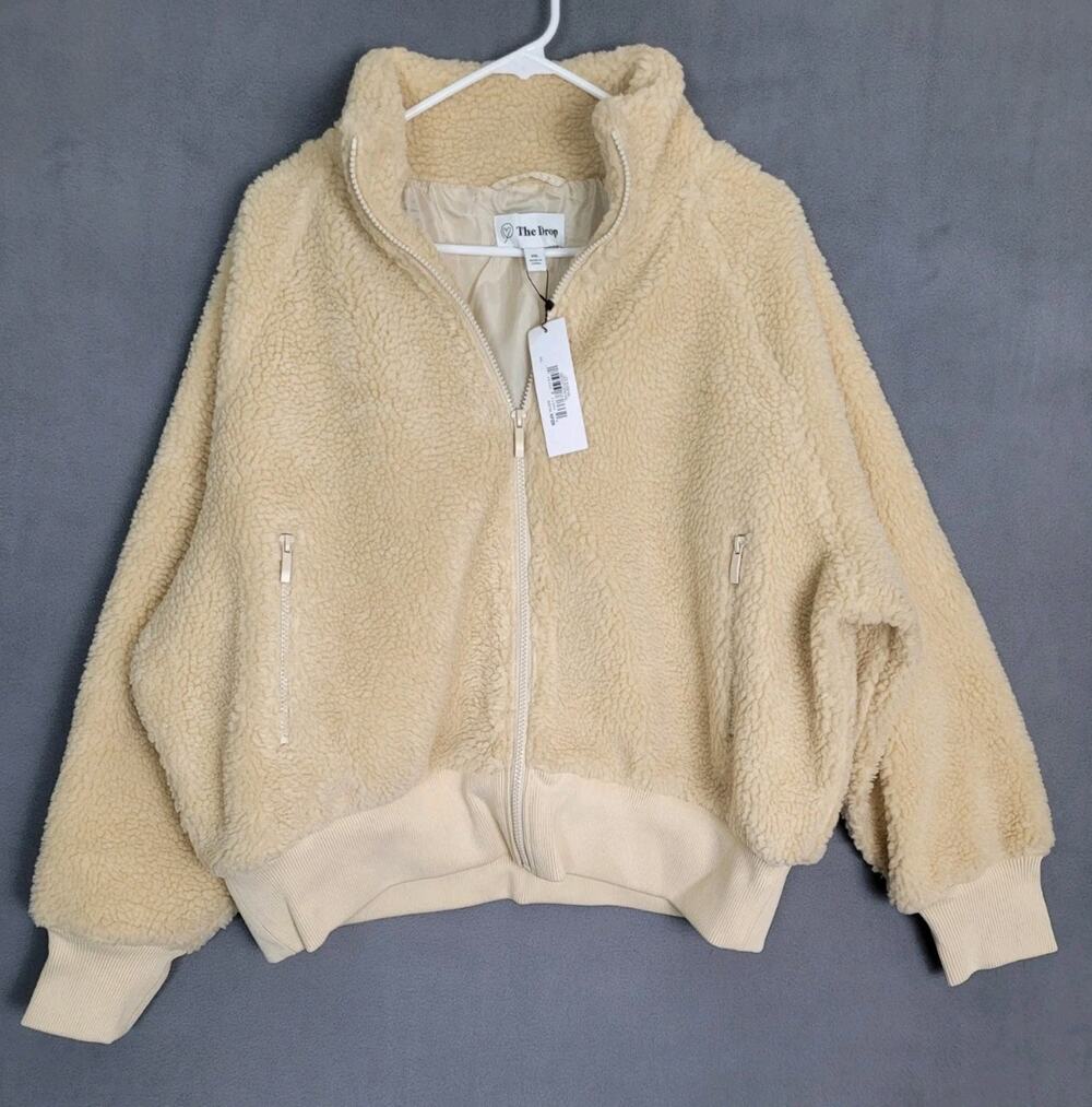 The Drop Women's Lee Sherpa Bomber Jacket Sandstorm Size XXL